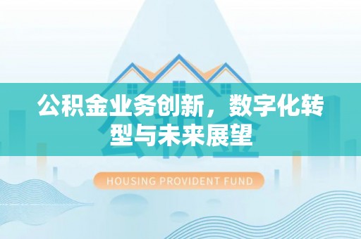 硚口公积金业务创新，数字化转型与未来展望