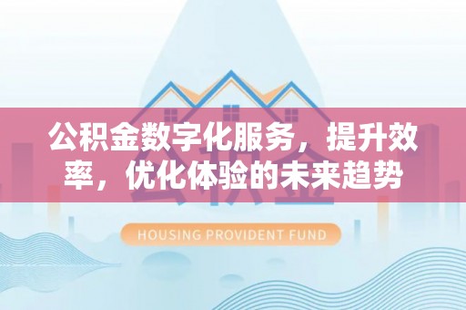 硚口公积金数字化服务，提升效率，优化体验的未来趋势